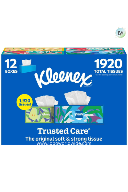 Kleenex Trusted Care Facial Tissues, 12 Flat Boxes, 1920 Tissues, (Pack of 1)