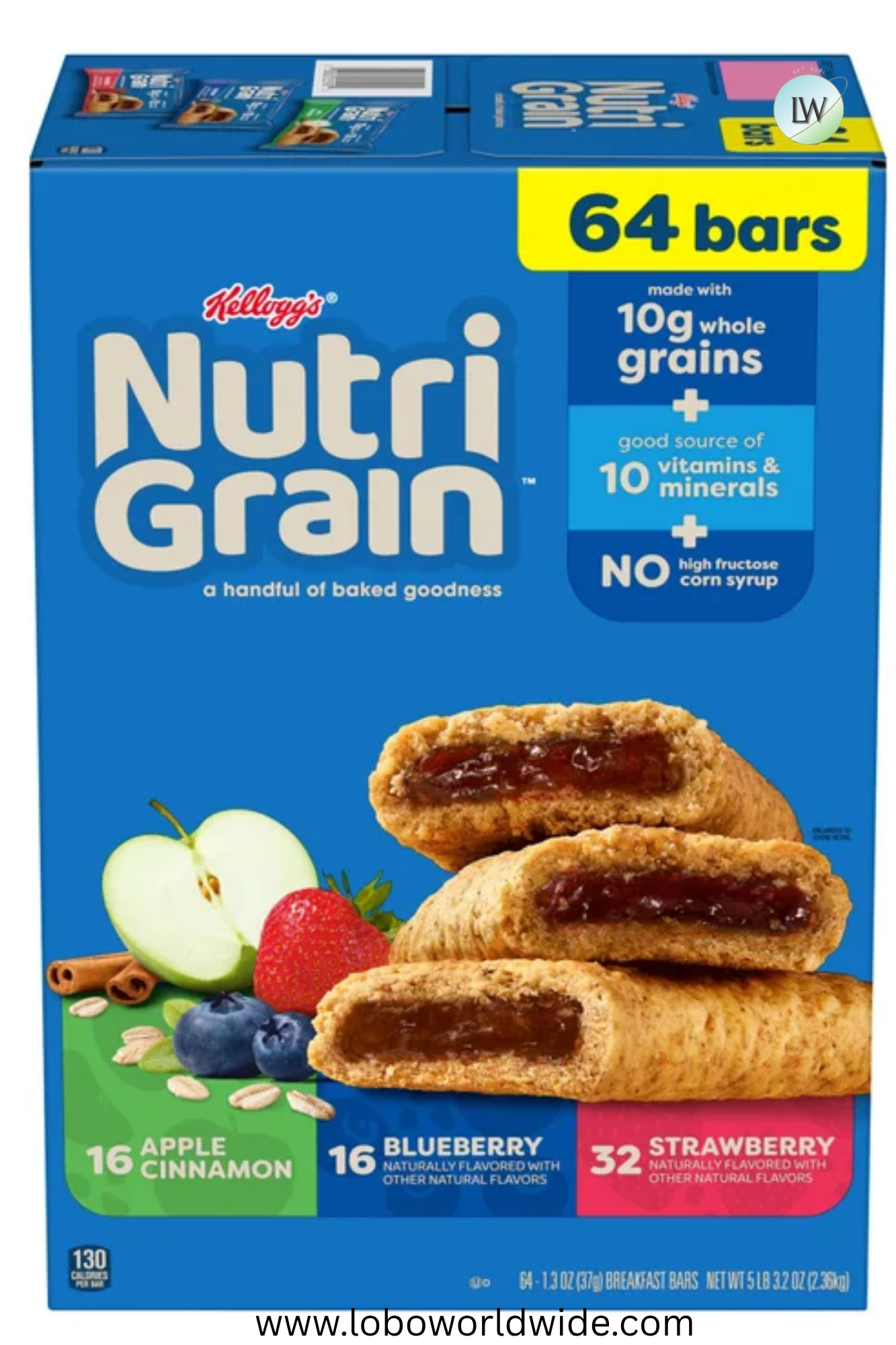 Kellogg's Nutri-Grain Soft Baked Breakfast Bars, 1.3 oz, 64-count