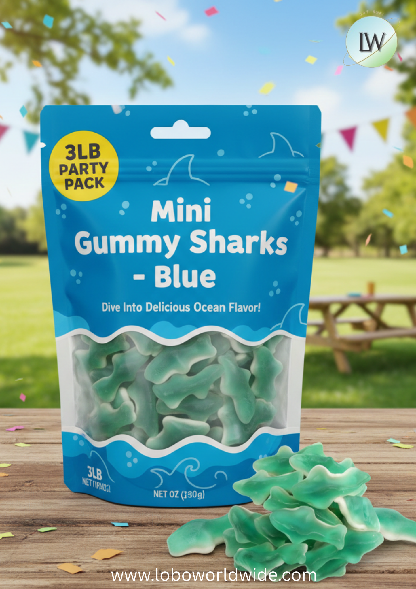 Mini Gummy Sharks – Blue(Various Sizes)