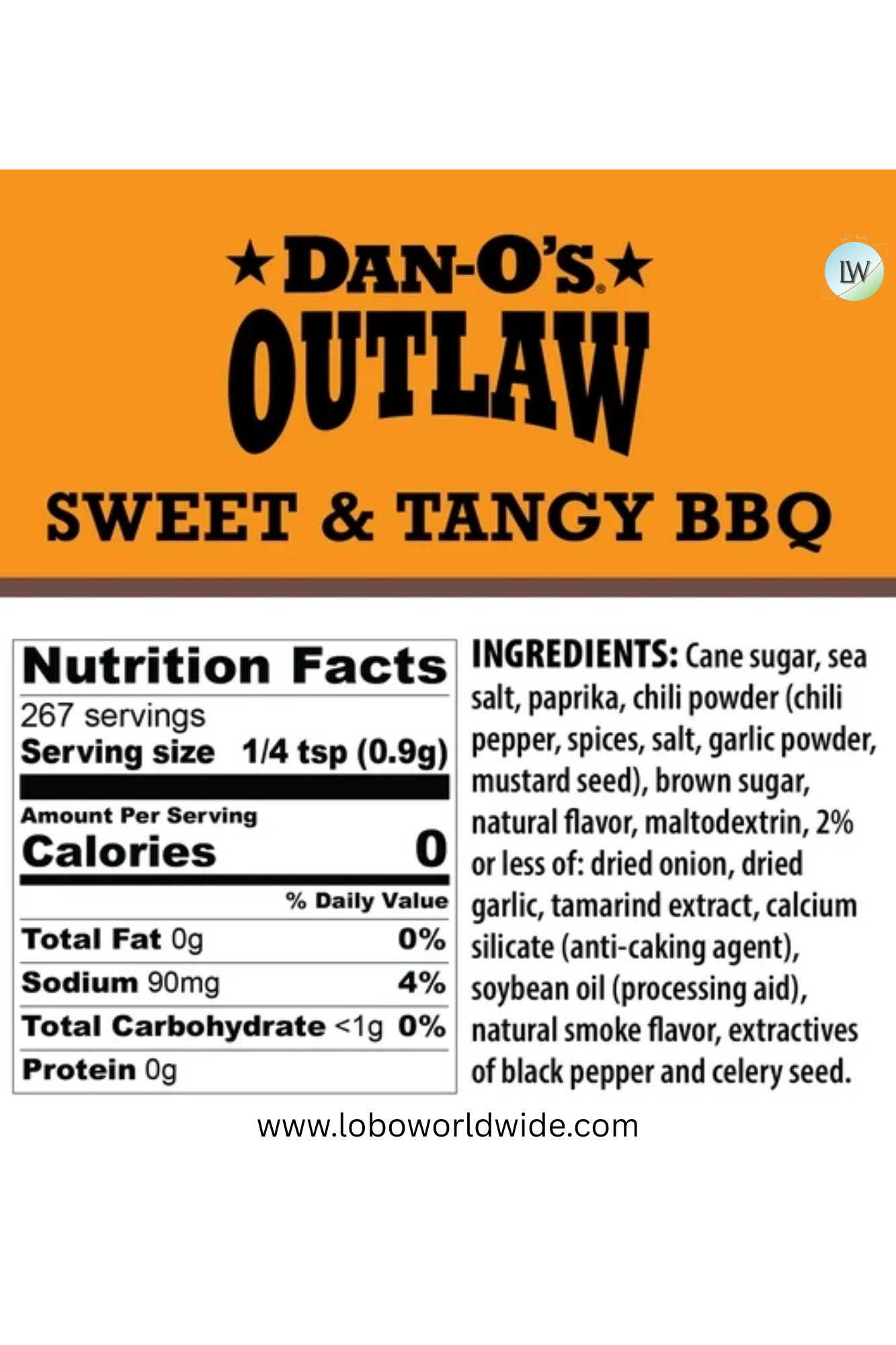 Dan-O's Outlaw Seasoning - Sweet & Tangy BBQ - All-Purpose Seasoning - Great for cooking and grilling anything - Medium bottle (8.5 oz)