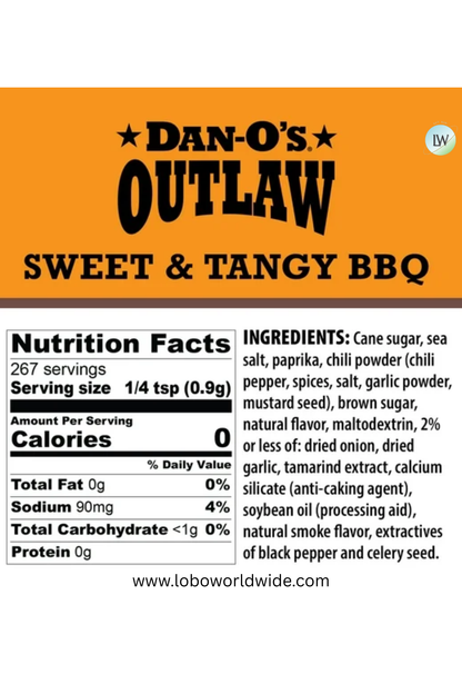 Dan-O's Outlaw Seasoning - Sweet & Tangy BBQ - All-Purpose Seasoning - Great for cooking and grilling anything - Medium bottle (8.5 oz)