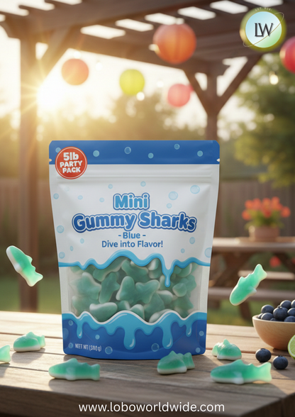 Mini Gummy Sharks – Blue(Various Sizes)