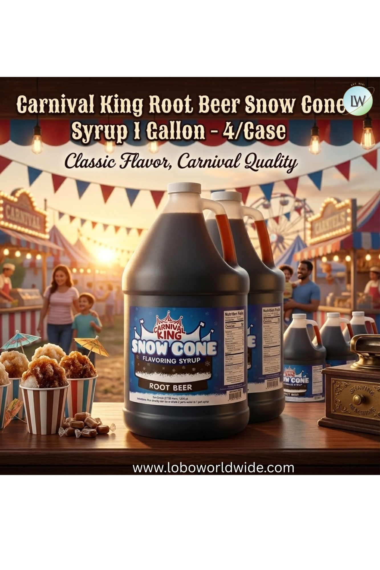 Carnival King 1 Gallon Cone Syrup- 4/Case (Various Flavours)