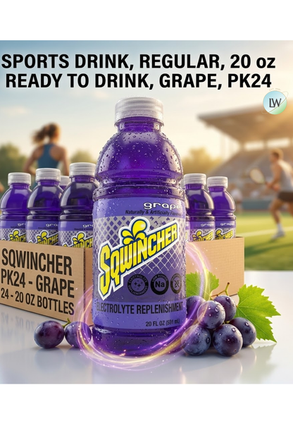 Sqwincher Sports Drink, Regular, 20 oz ready to drink,PK24(Various Flavours)