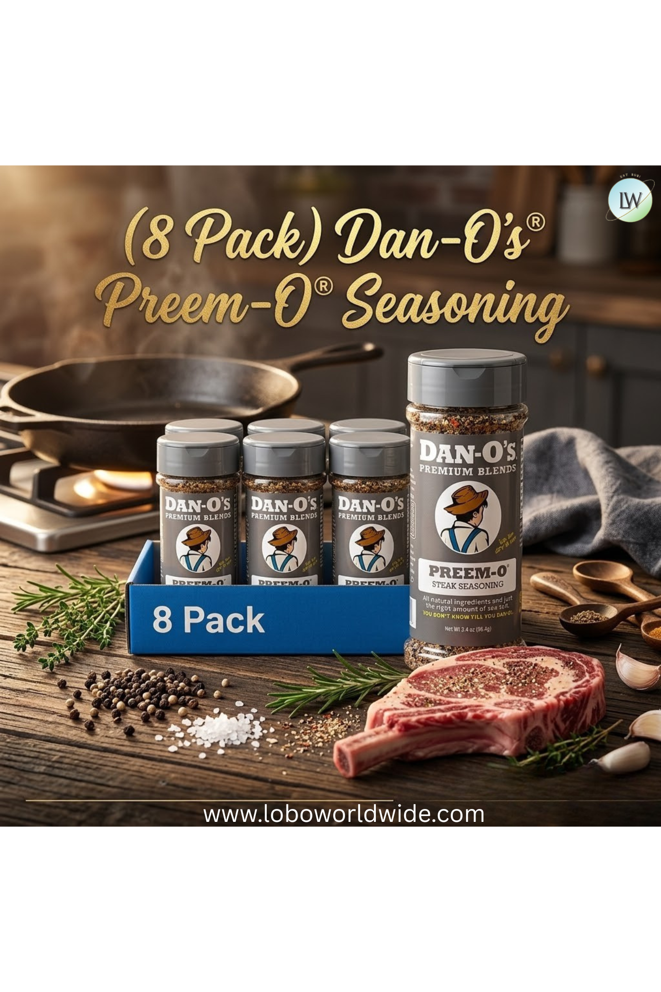 Dan-O's® Preem-O® Seasoning - All-Purpose Steak & Meat Seasoning - Great for cooking & grilling anything - Small bottle (3.4 oz)
