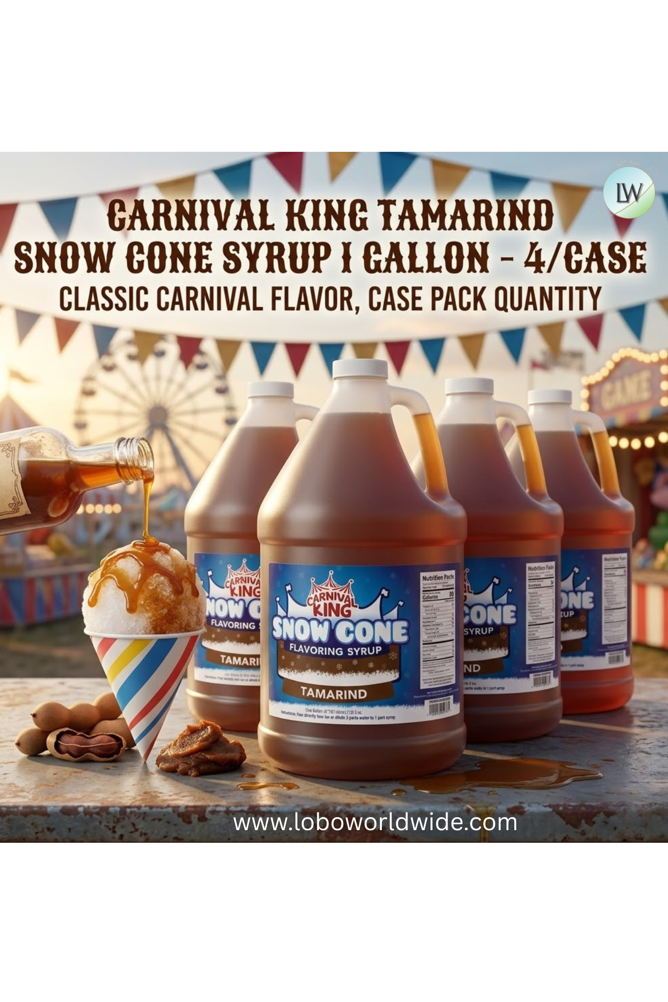 Carnival King 1 Gallon Cone Syrup- 4/Case (Various Flavours)