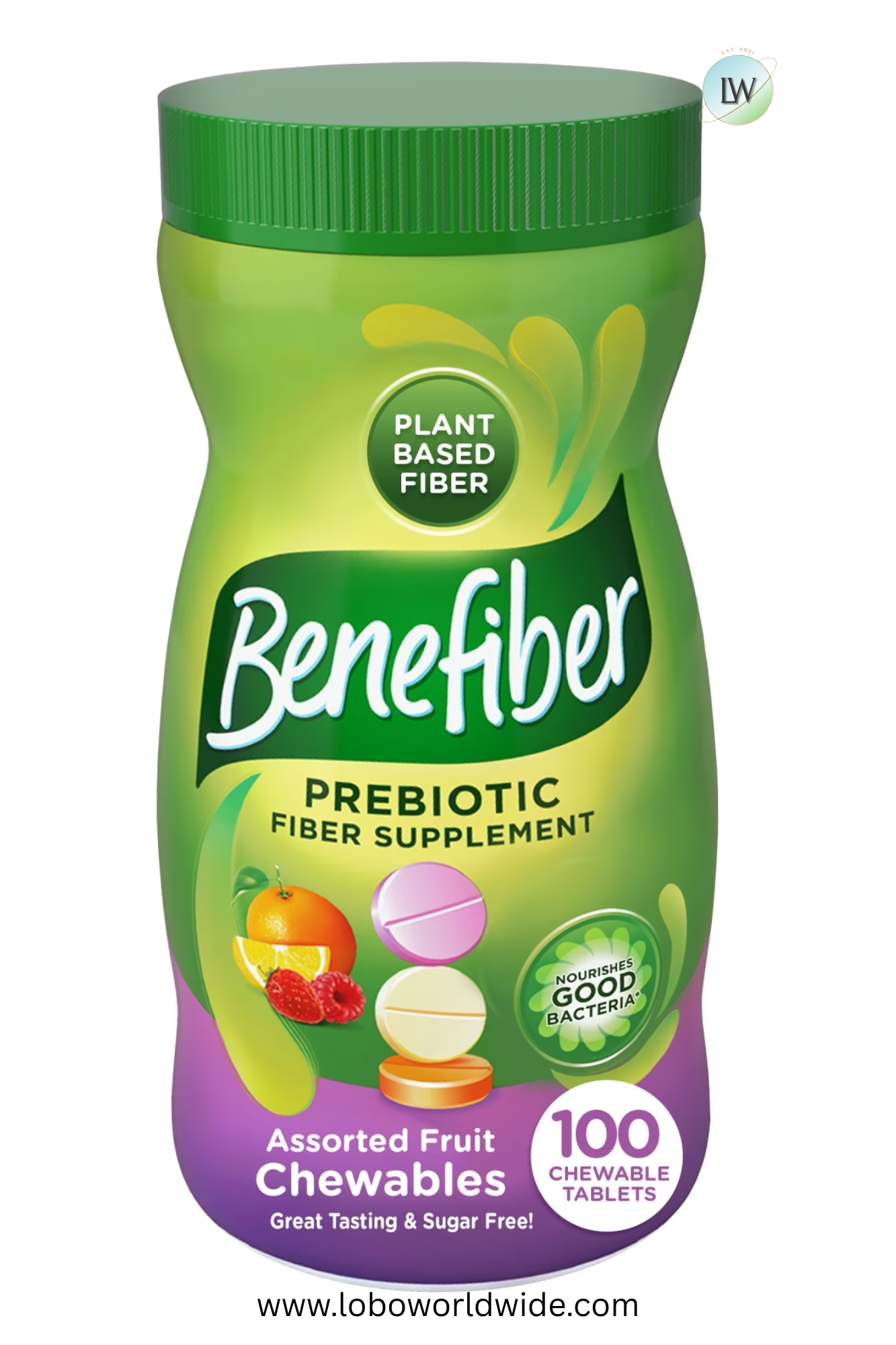 Benefiber Chewable Prebiotic Fiber Supplement Tablets, Assorted Fruit Flavors - 100 ct.