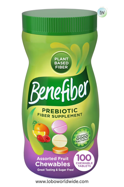 Benefiber Chewable Prebiotic Fiber Supplement Tablets, Assorted Fruit Flavors - 100 ct.
