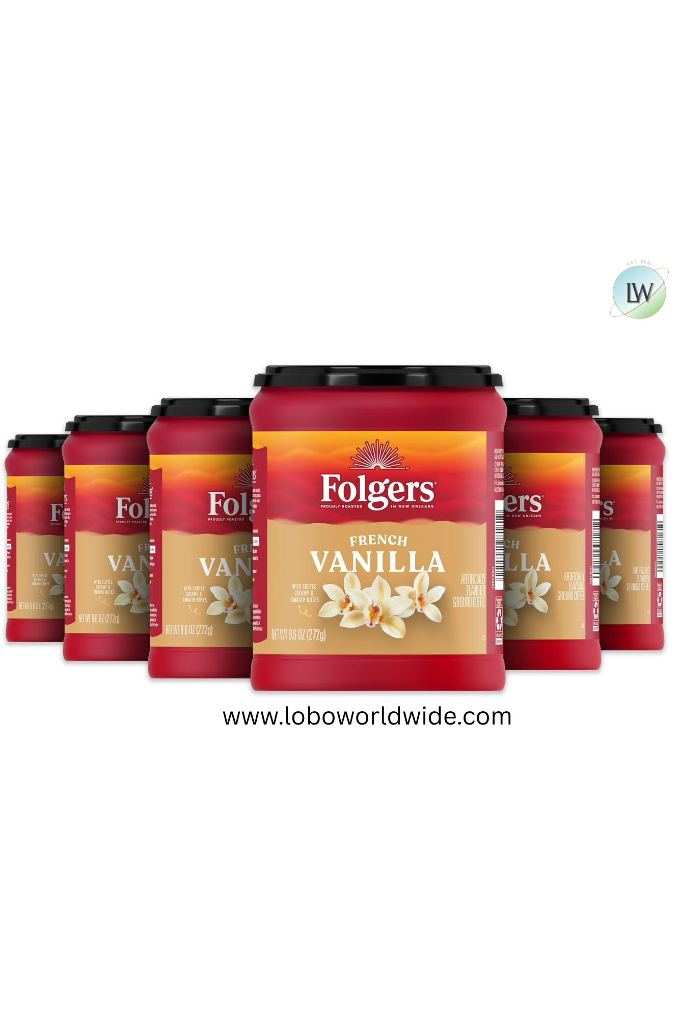 (6 pack)Folgers Ground Coffee, Medium Roast, 9.6 oz Canister