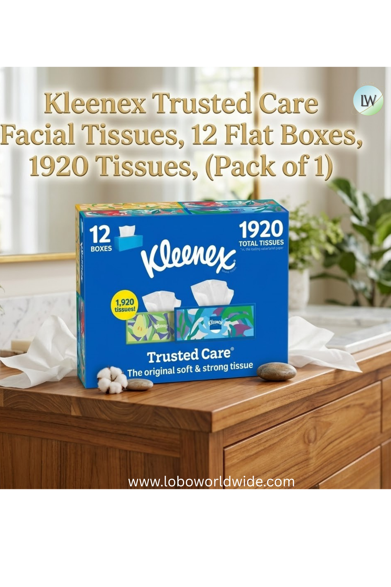 Kleenex Trusted Care Facial Tissues, 12 Flat Boxes, 1920 Tissues, (Pack of 1)