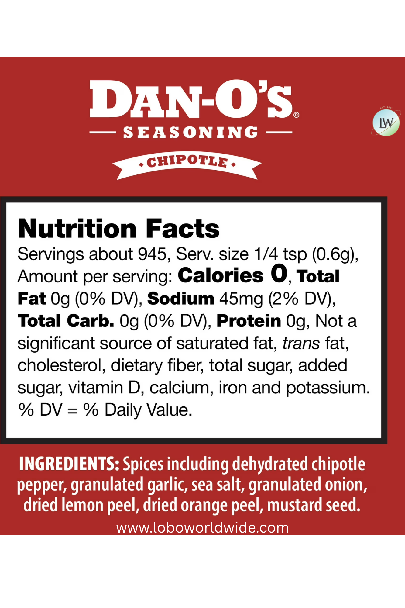 Dan-O's Chipotle Seasoning - All-Purpose Seasoning - Great for grilling & smoking anything - Large bottle (20 oz)