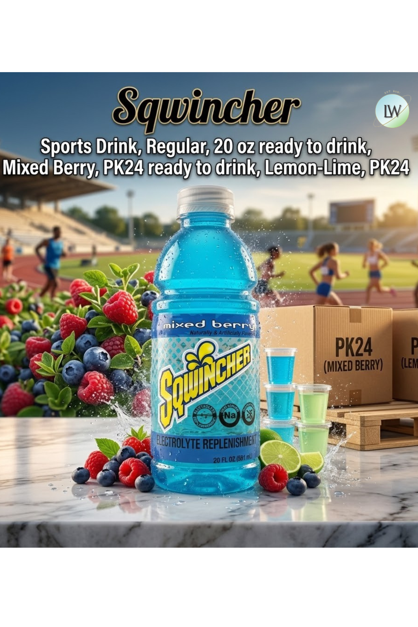 Sqwincher Sports Drink, Regular, 20 oz ready to drink,PK24(Various Flavours)