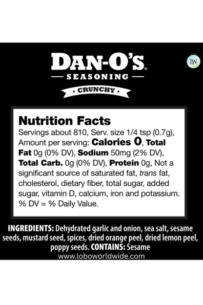 Dan-O's Crunchy™ Seasoning - All-Purpose Seasoning - Great for cooking & grilling anything - Large bottle (20 oz)