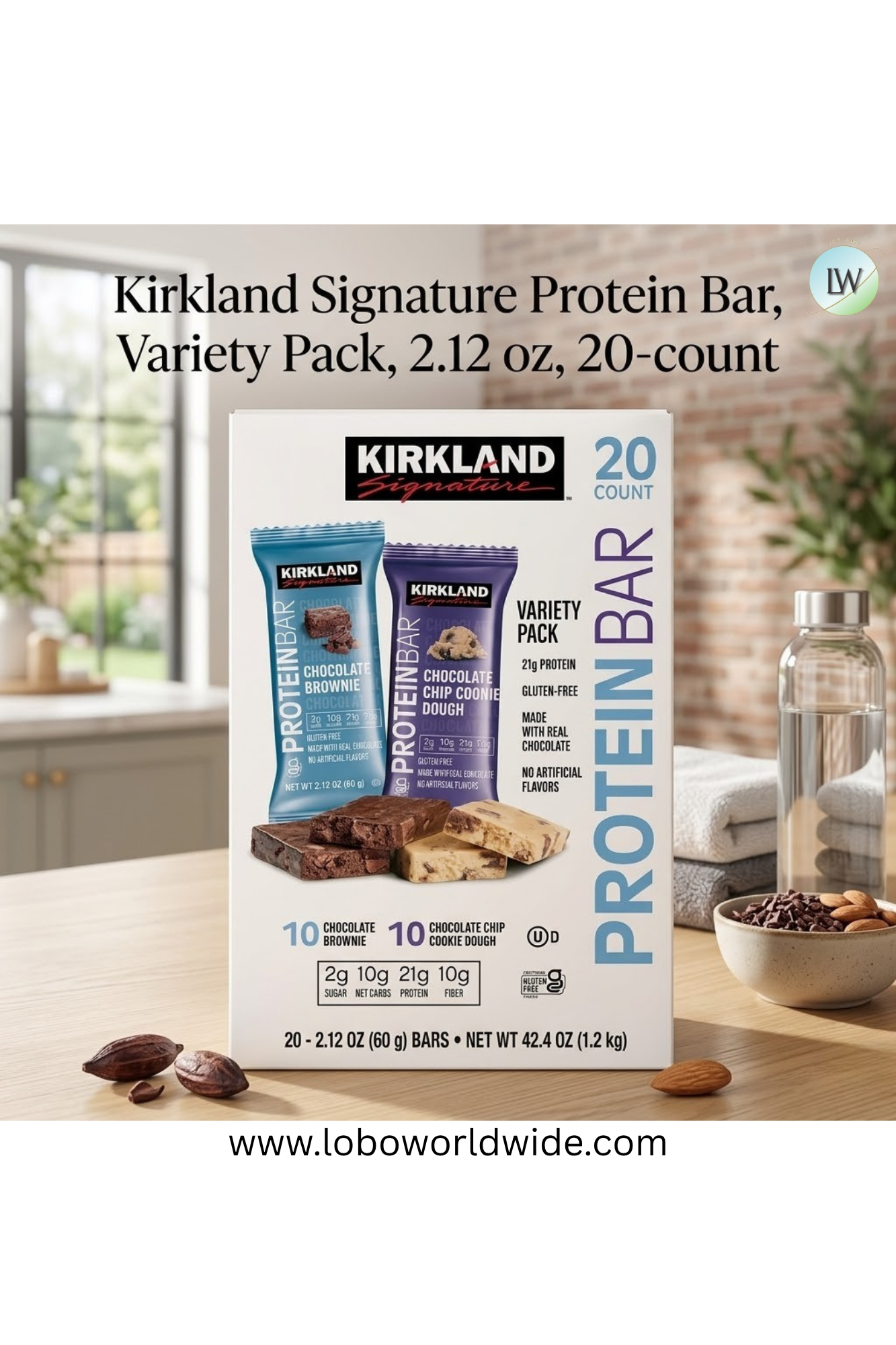 Kirkland Signature Protein Bar, Variety Pack, 2.12 oz, 20-count