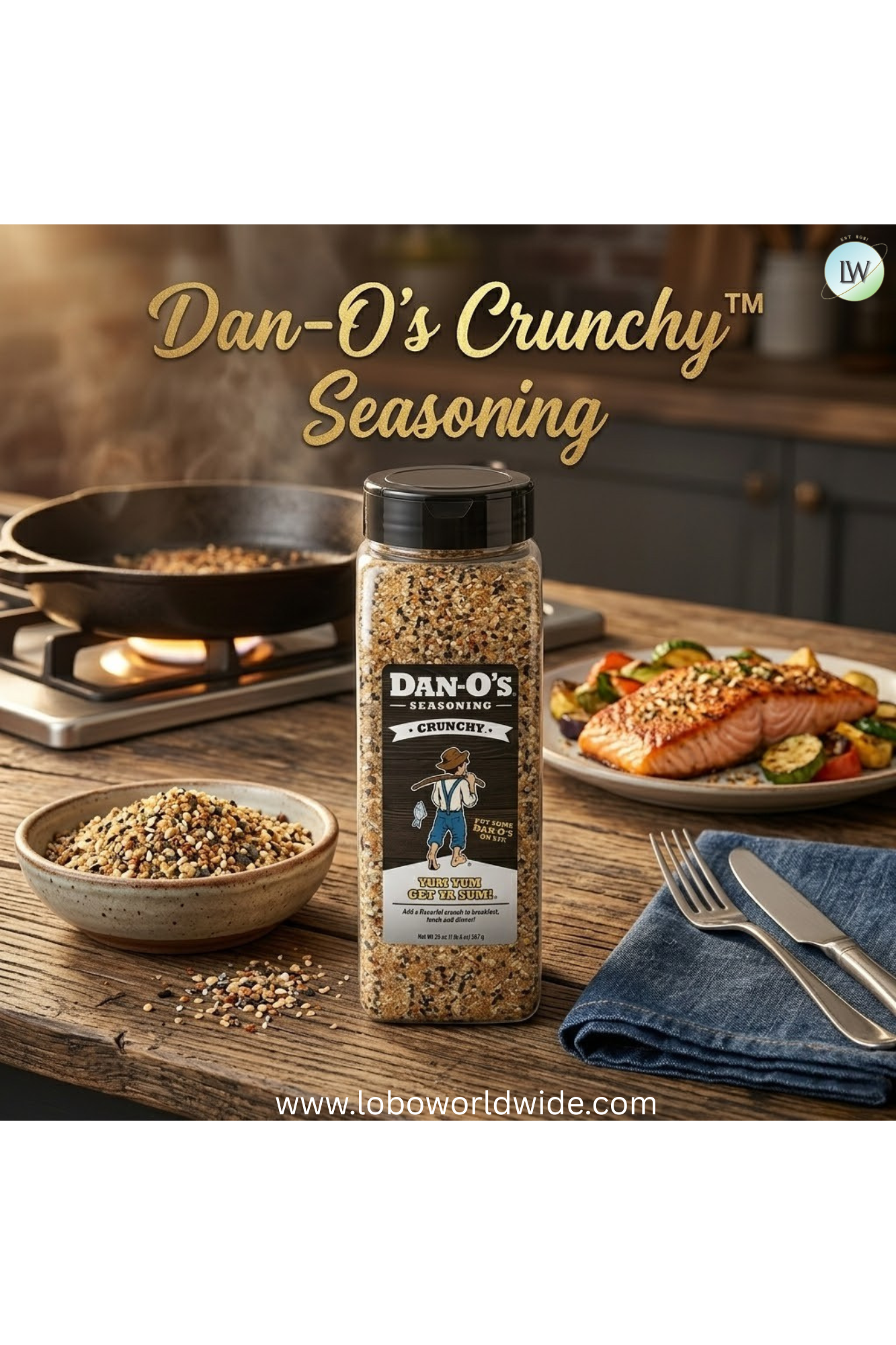 Dan-O's Crunchy™ Seasoning - All-Purpose Seasoning - Great for cooking & grilling anything - Large bottle (20 oz)