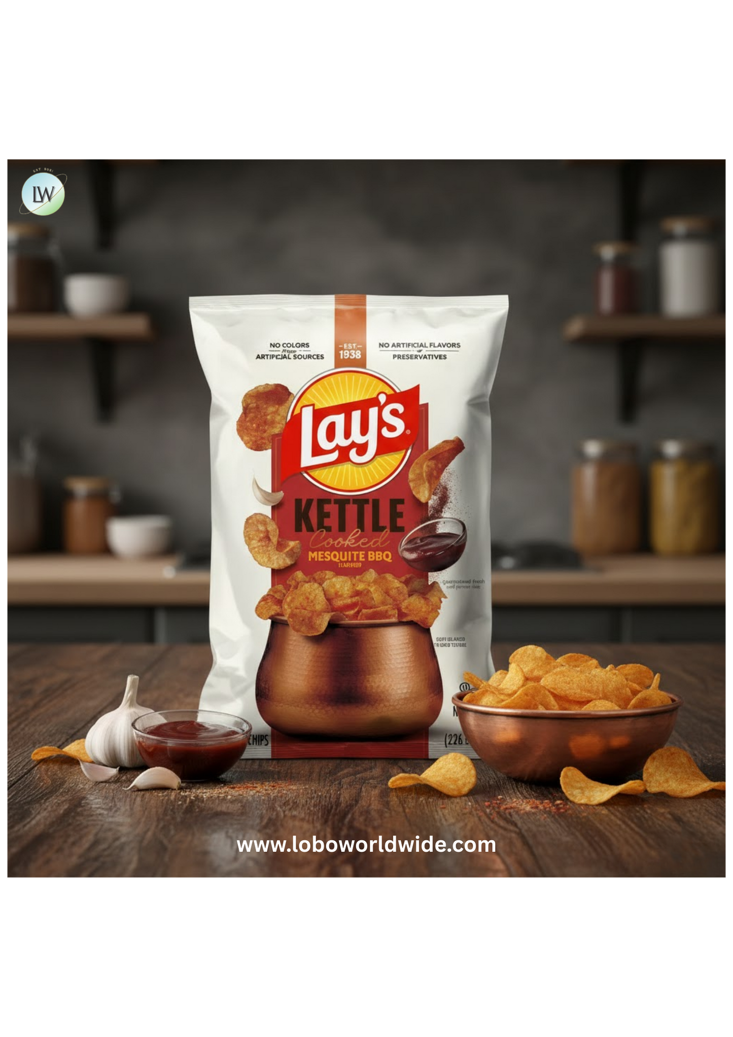 Lay's Kettle Cooked Mesquite Barbecue Flavored Potato Chips, 8 oz Bag