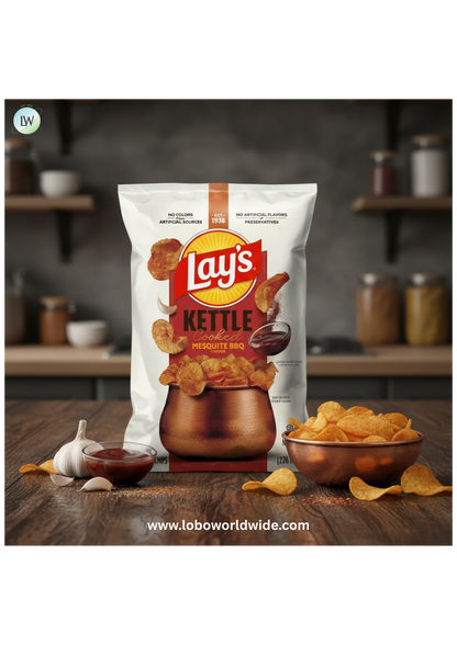Lay's Kettle Cooked Mesquite Barbecue Flavored Potato Chips, 8 oz Bag