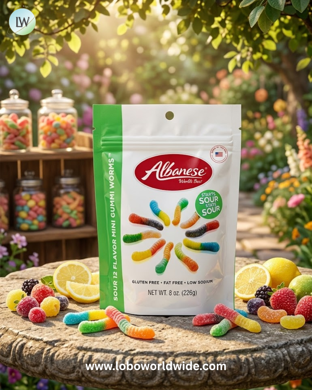 Albanese 12 Flavor Sour Gummi Bears Pouches - 6ct