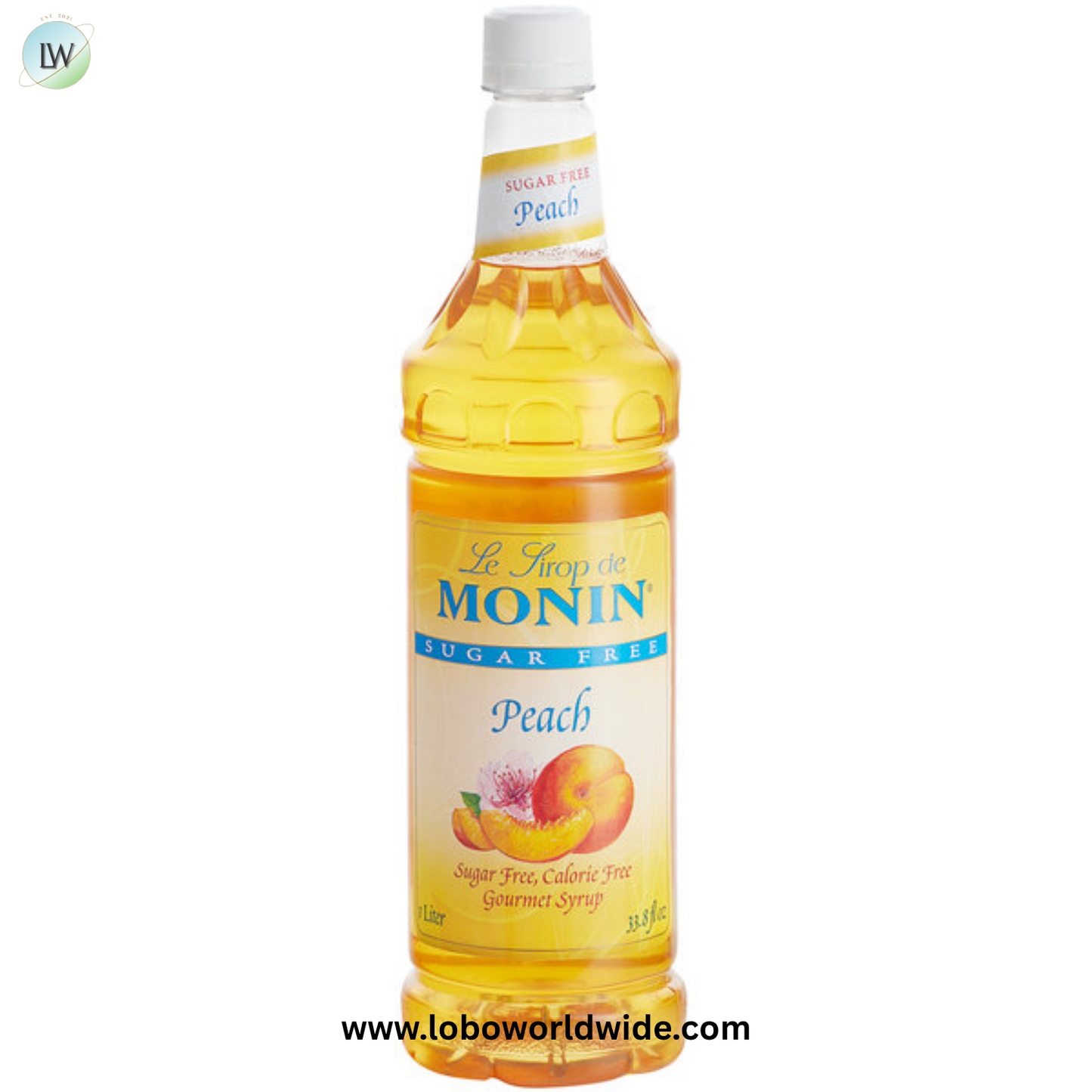 Monin Sugar Free Peach Flavoring / Fruit Syrup 1 Liter