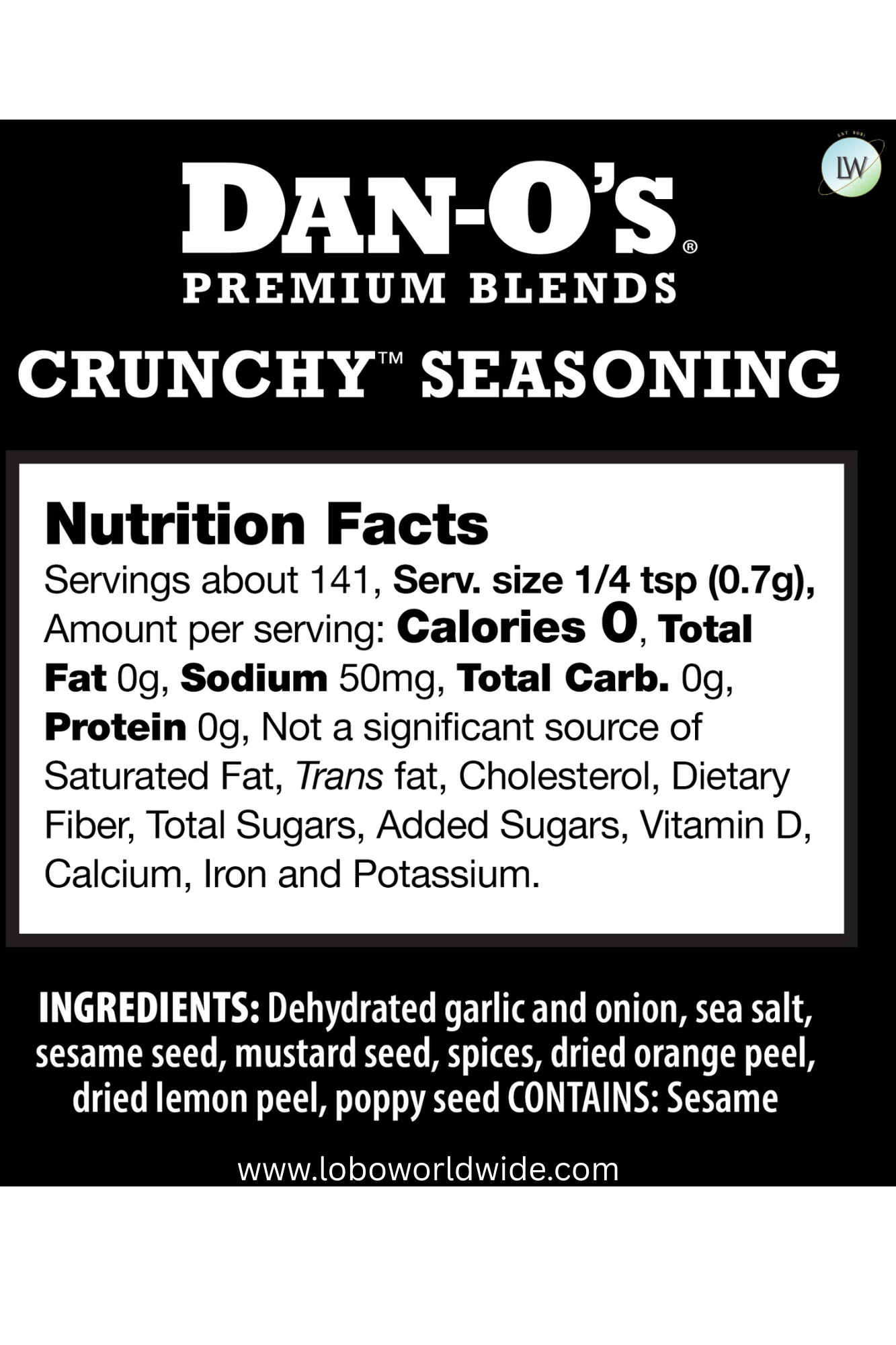 Dan-O's Crunchy Seasoning - All-Purpose Seasoning - Great for cooking & grilling anything - Small bottle (3.5 oz)