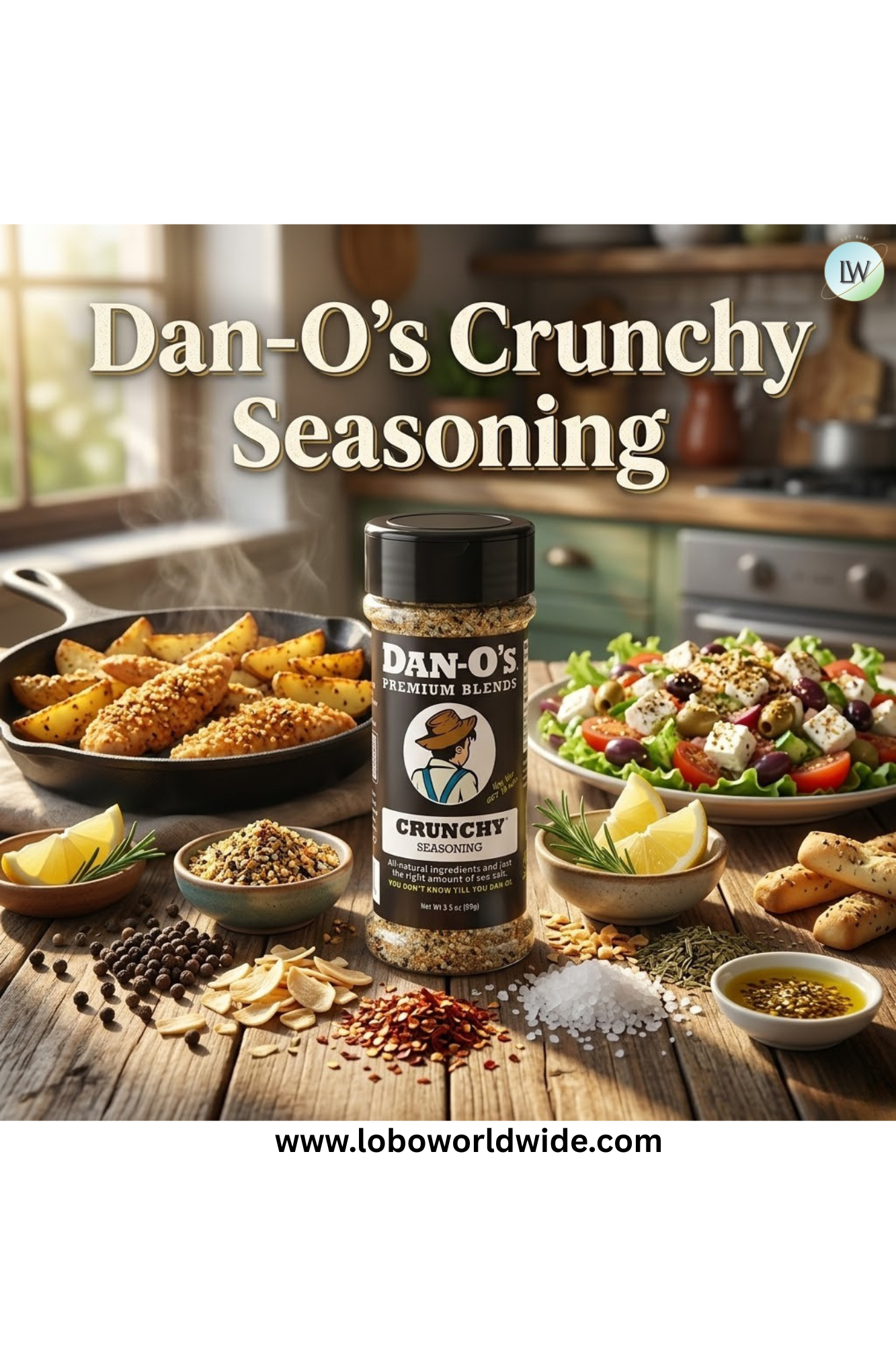 Dan-O's Crunchy Seasoning - All-Purpose Seasoning - Great for cooking & grilling anything - Small bottle (3.5 oz)