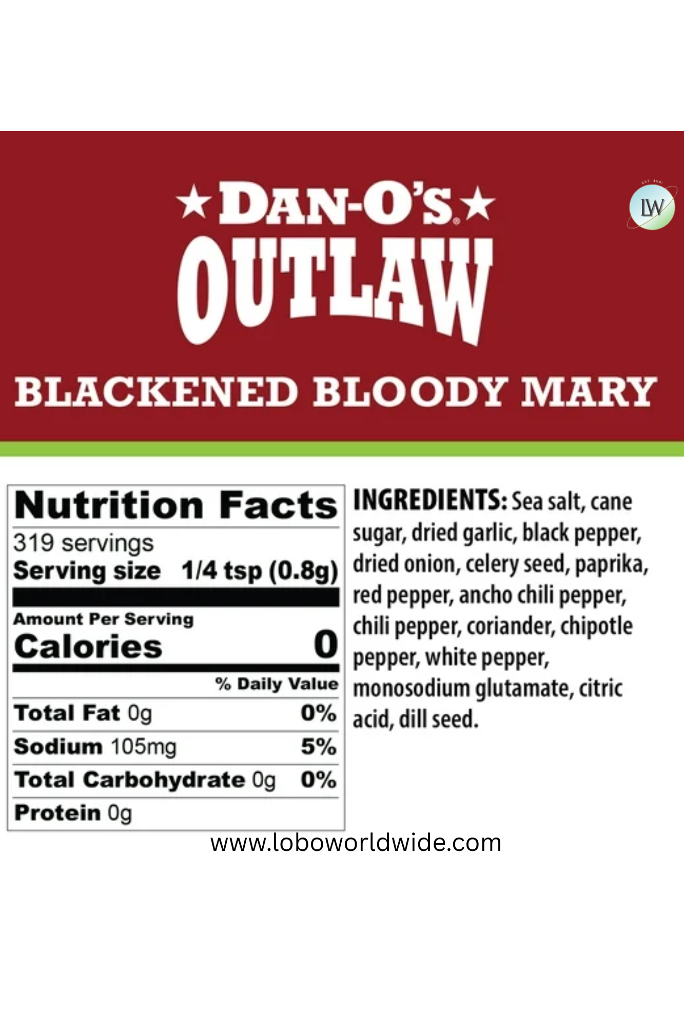 Dan-O's Outlaw Blackened Bloody Mary - All purpose seasoning great for grilling or cocktails (9 oz)