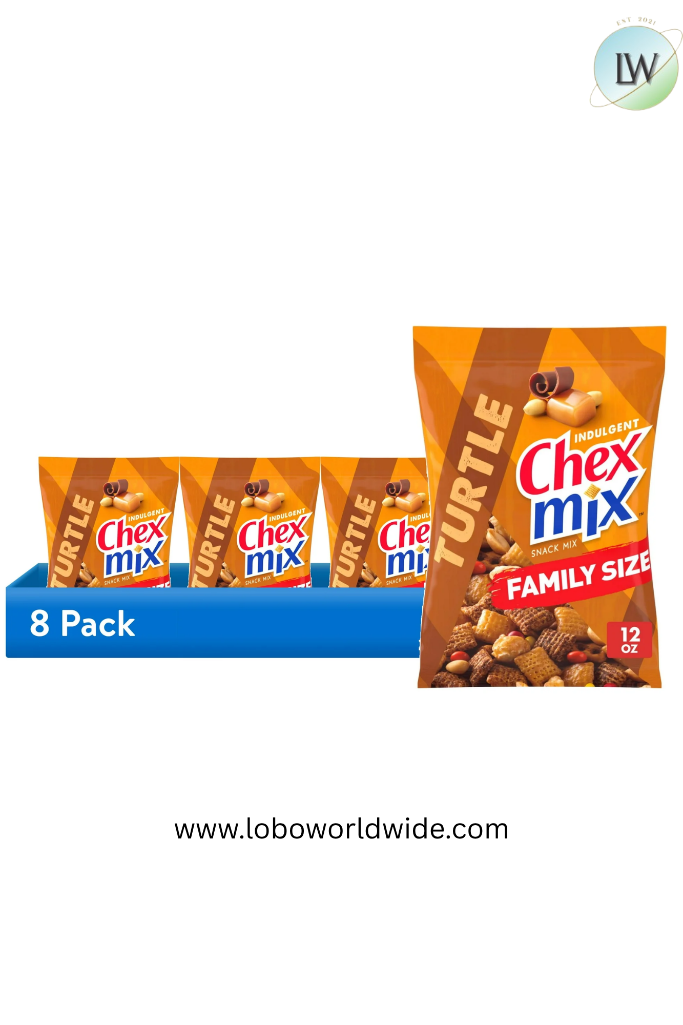 Chex Mix Turtle Snack Mix, Indulgent Snacks, Family Size, 13.5 oz (Various Sizes)
