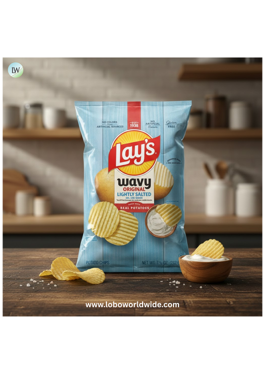 Lay's Wavy Potato Chips Lightly Salted Snack Chips, 7.5 Ounce Bag