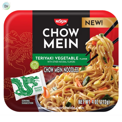 Nissin Foods Chow Mein Instant Noodles, Teriyaki Vegetable Flavor, 4.0 oz Tray, Shelf-Stable