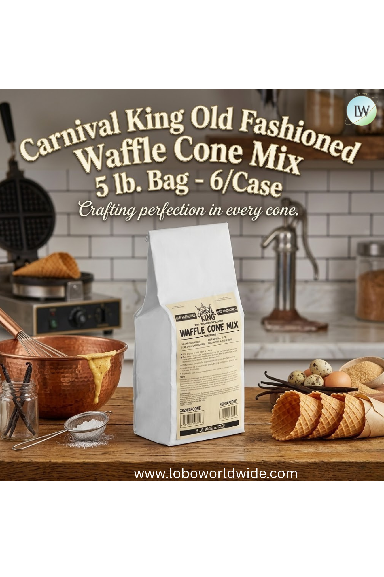 Carnival King Waffle Cone Mix 5 lb. Bag - 6/Case (Various Flavours)