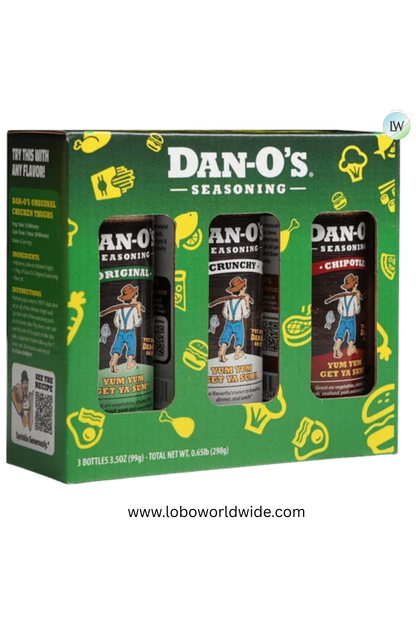 Dan-O's Seasoning - Small 3 bottle Pack - Original, Crunchy, & Chipotle - All Purpose grilling seasonings (3.5 oz)