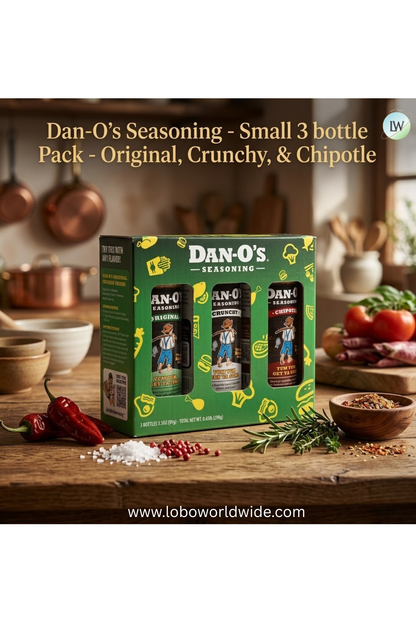 Dan-O's Seasoning - Small 3 bottle Pack - Original, Crunchy, & Chipotle - All Purpose grilling seasonings (3.5 oz)