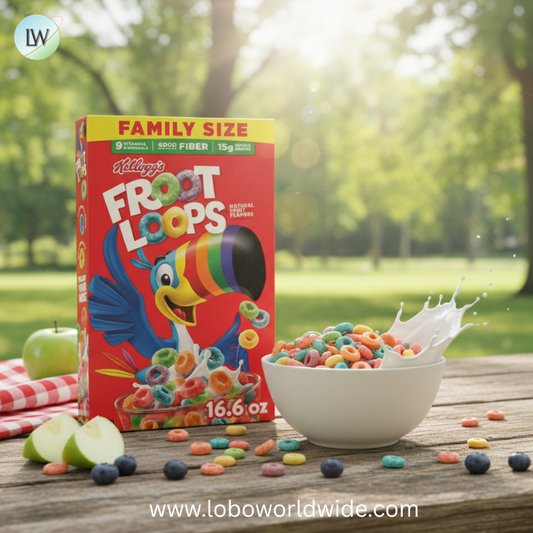 Kellogg's Froot Loops Breakfast Cereal, Good Source of Fiber, 15g Whole Grains