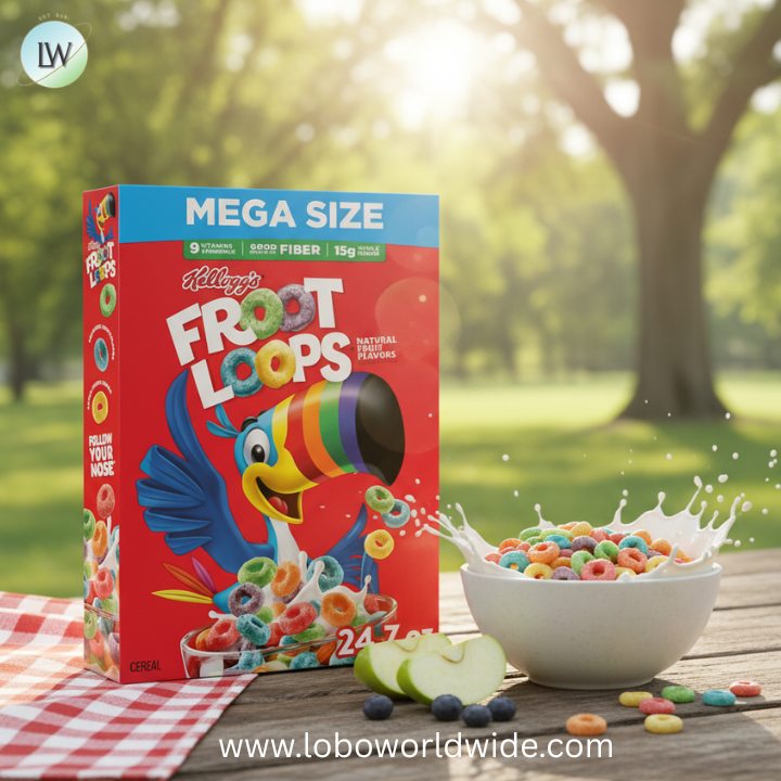 Kellogg's Froot Loops Breakfast Cereal, Good Source of Fiber, 15g Whole Grains