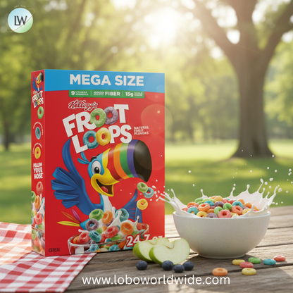 Kellogg's Froot Loops Breakfast Cereal, Good Source of Fiber, 15g Whole Grains