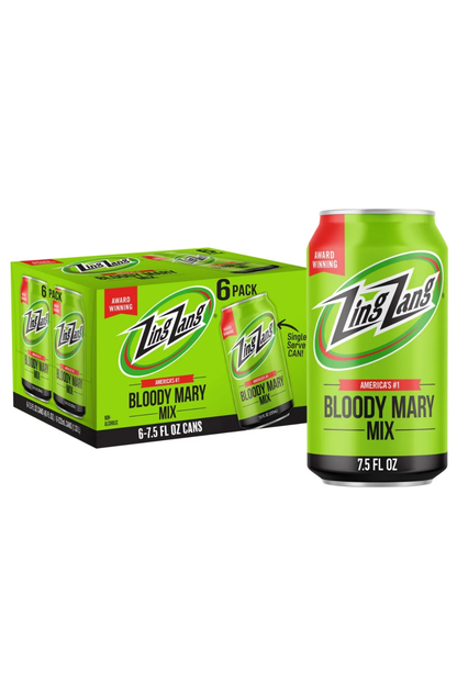Zing Zang Bloody Mary Mix, Non-Alcoholic Cocktail Mixer, 7.5 Fl Oz Cans (Pack of 6)