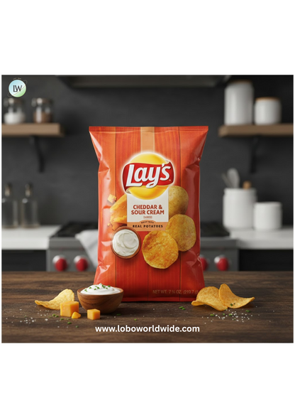 Lay's Potato Chips, Cheddar & Sour Cream, 7.75 oz Bag