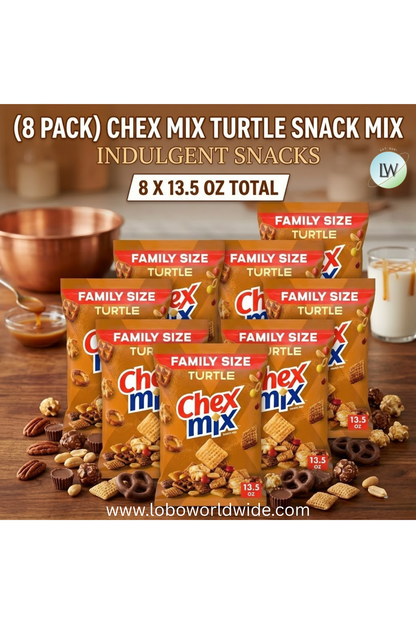 Chex Mix Turtle Snack Mix, Indulgent Snacks, Family Size, 13.5 oz (Various Sizes)