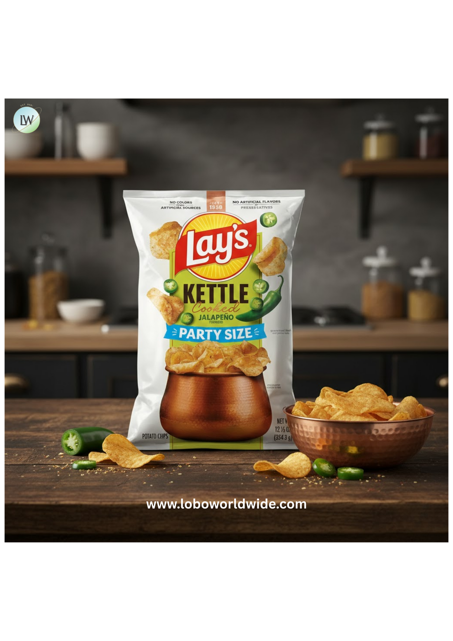Lay's Kettle Cooked Jalapeno Flavor Potato Snack Chips, 12.5 Ounce Bag