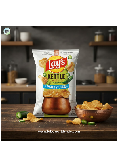 Lay's Kettle Cooked Jalapeno Flavor Potato Snack Chips, 12.5 Ounce Bag