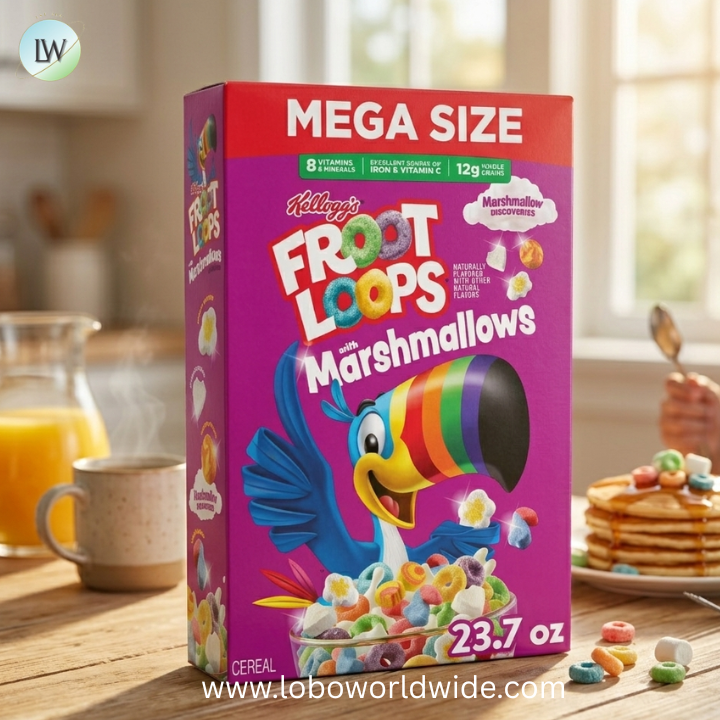 Kellogg's Froot Loops Breakfast Cereal, Good Source of Fiber, 15g Whole Grains