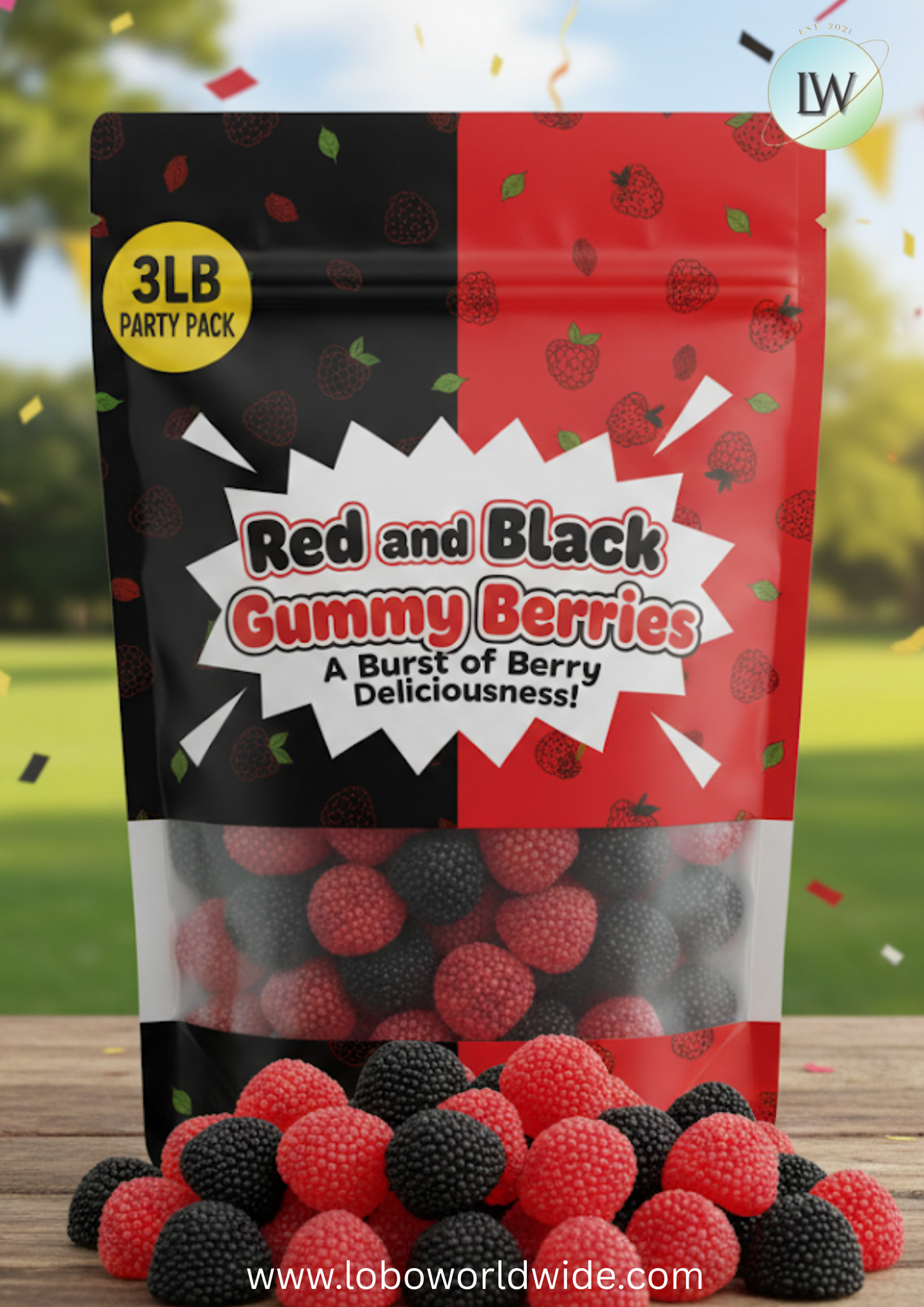 Red and Black Gummy Berries(Various Sizes)