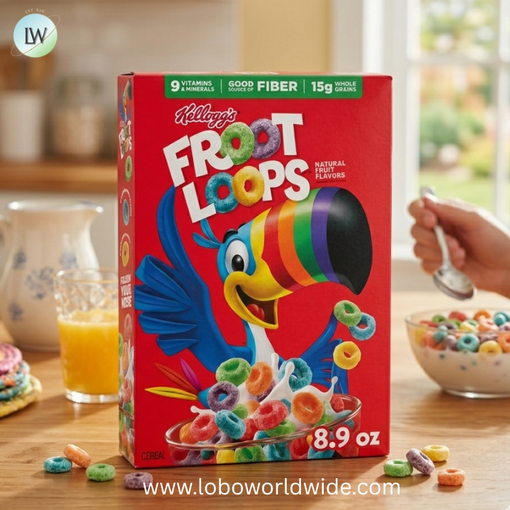 Kellogg's Froot Loops Breakfast Cereal, Good Source of Fiber, 15g Whole Grains