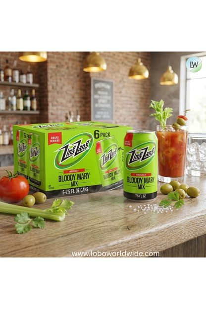 Zing Zang Bloody Mary Mix, Non-Alcoholic Cocktail Mixer, 7.5 Fl Oz Cans (Pack of 6)