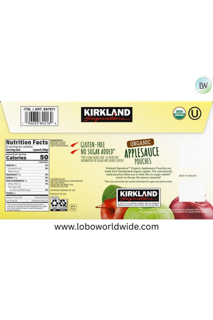 Kirkland Signature, Organic Applesauce, 3.17 oz, 24-Count