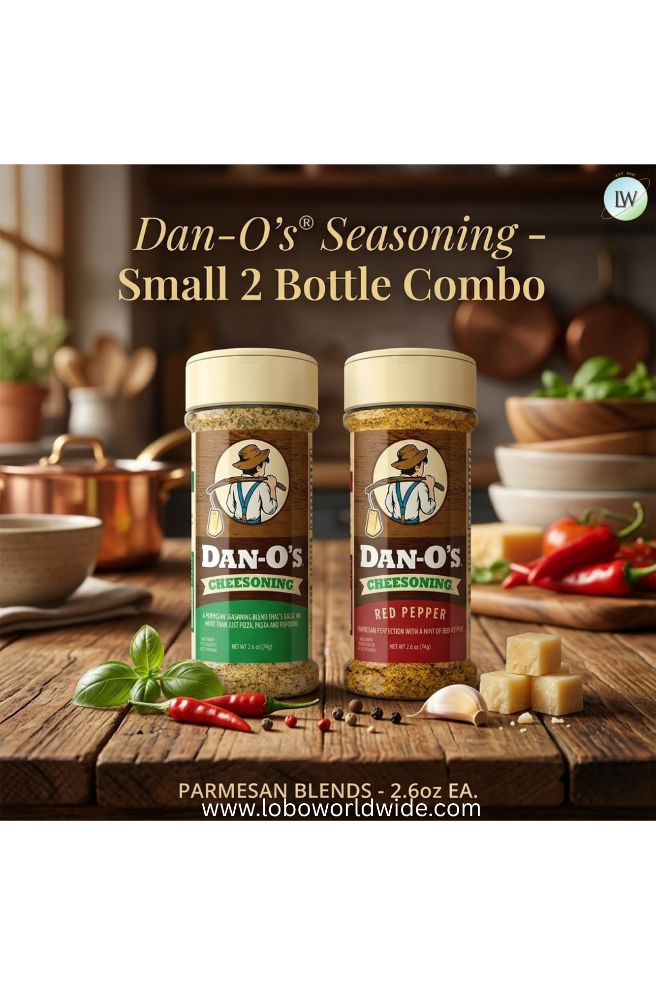 Dan-O's® Seasoning - Small 2 Bottle Combo - Cheesoning® & Red Pepper Cheesoning®