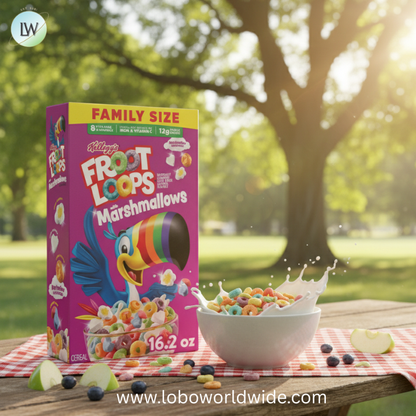 Kellogg's Froot Loops Breakfast Cereal, Good Source of Fiber, 15g Whole Grains