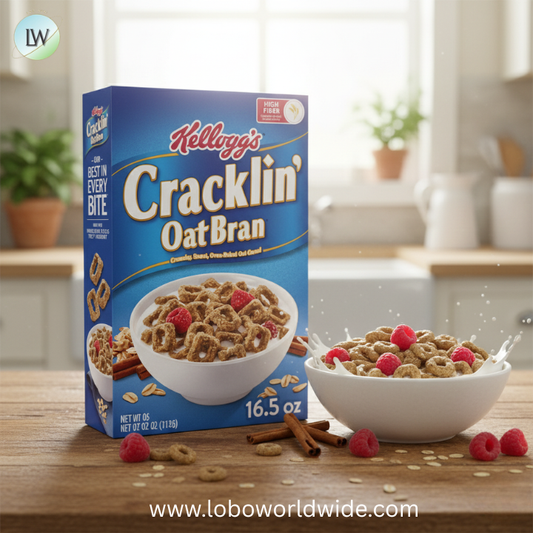 Kellogg's Cracklin' Oat Bran Breakfast Cereal, High Fiber, Made with Whole Grain Oats, 16.5 oz