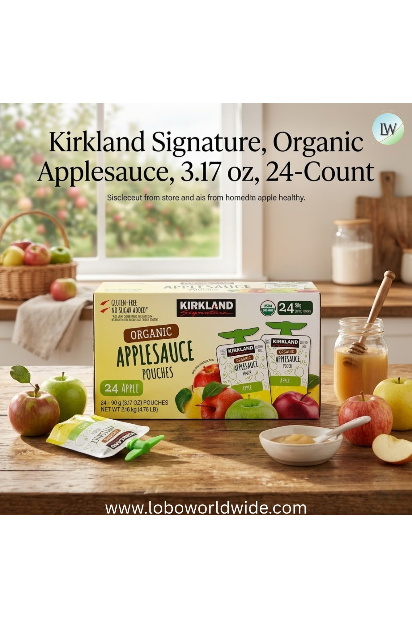 Kirkland Signature, Organic Applesauce, 3.17 oz, 24-Count