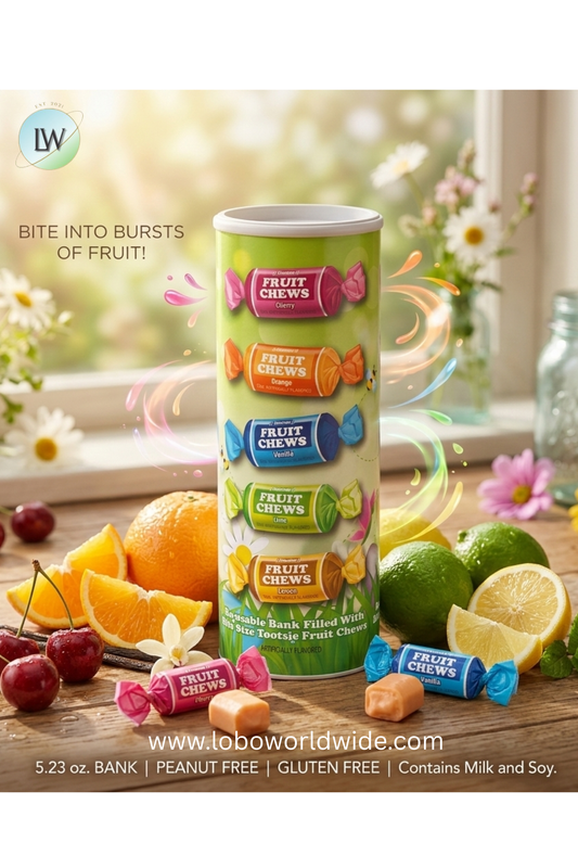 Tootsie Roll Fruit Chew, Individually Wrapped, Fruit Flavored Candy, 5.23 oz, Bank, Peanut Free, Gluten Free. Contains Milk and Soy. -  Pack Of 3